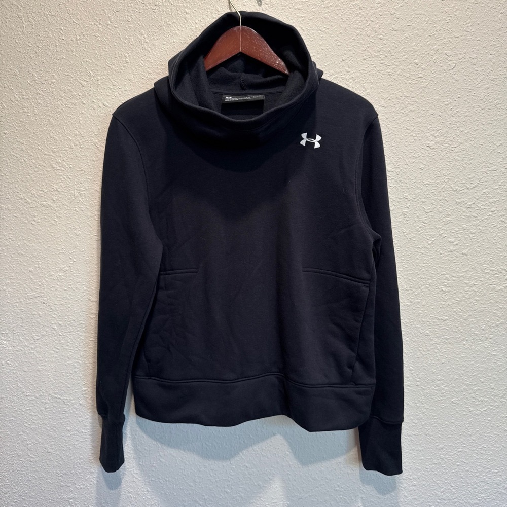 Under Armour Womens Rival Fleece Funnel Neck Hoodie Black 1331725-001 Small NWT